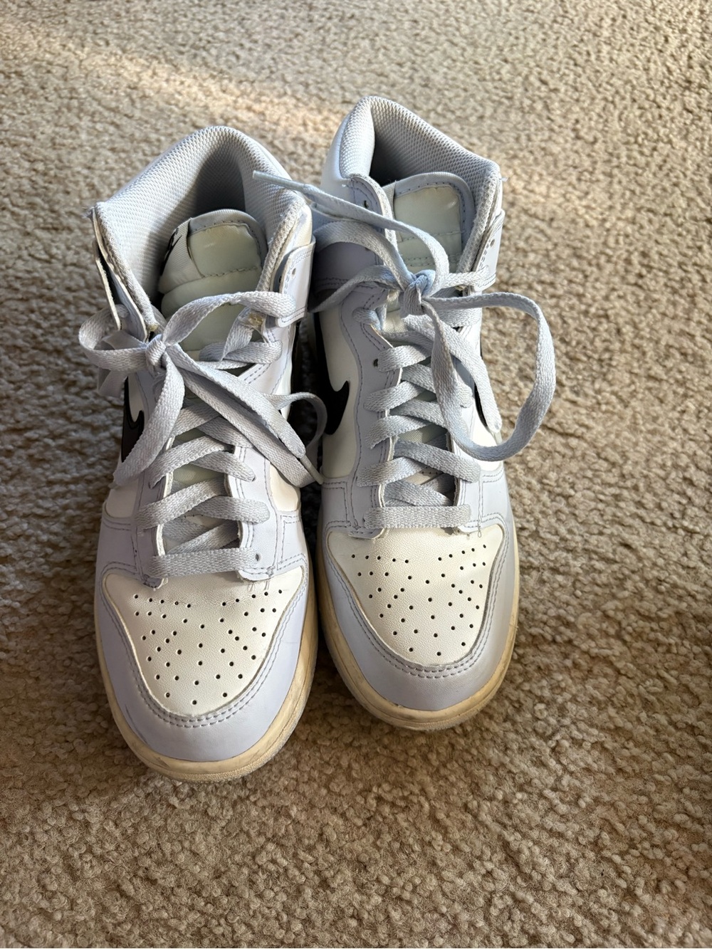 Nike White and Black High-Top Athletic Shoes
